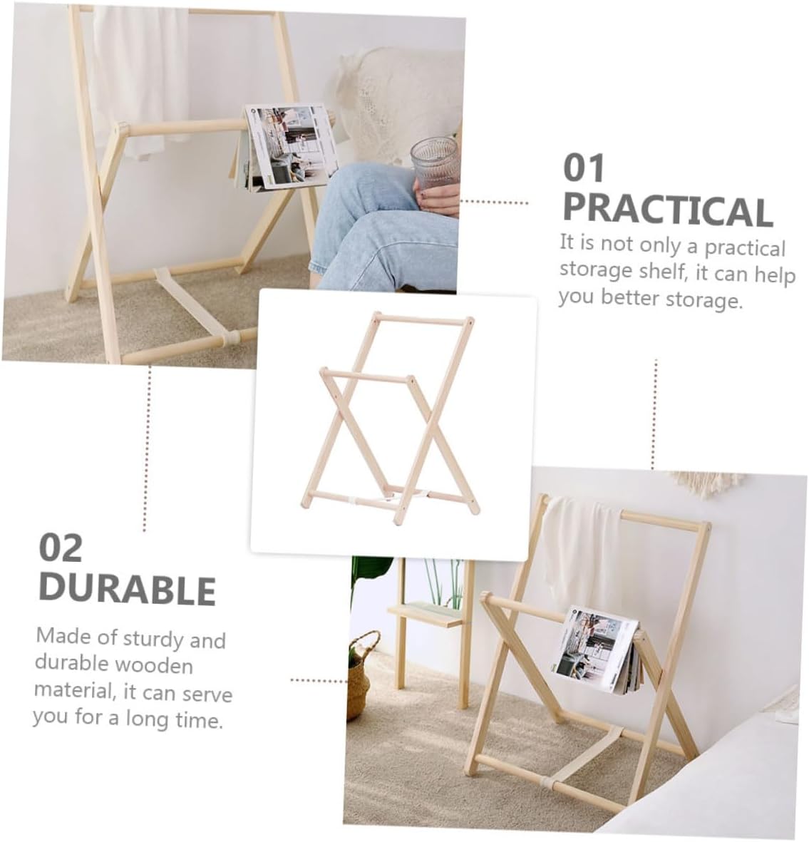 Wood Coat Stand Clothes Hanging Rack Freestanding Garment Rack for Bedroom Entryway with Solid Wood Frame Clothes Storage Organizer