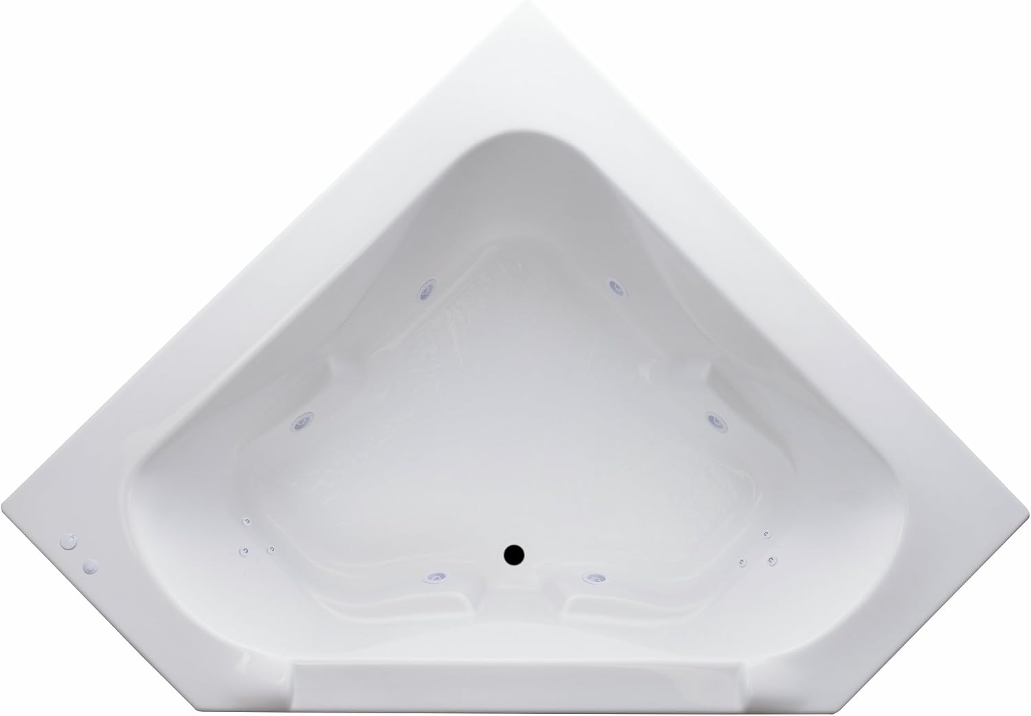 Carver Tubs - CT6060 - Modern Acrylic Fiberglass Whirlpool Corner Bathtub, 12 Heated Jetted Air Massage - White Corner Triangle Acrylic Tub w/Armrest - Deep Relaxing Soak - 60'L x 60'W x 19.5'H