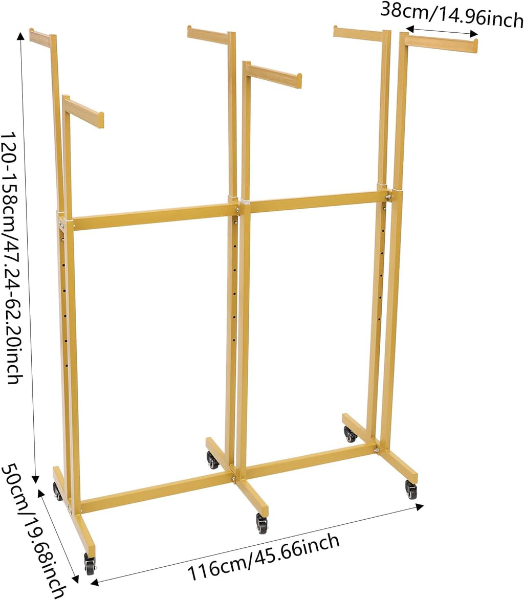 Heavy Duty Garment Rack, Height-Adjustable Clothing Rack with 6 Arms, Floor Standing with Wheels, 165 lbs Load Capacity for Hanging Clothes