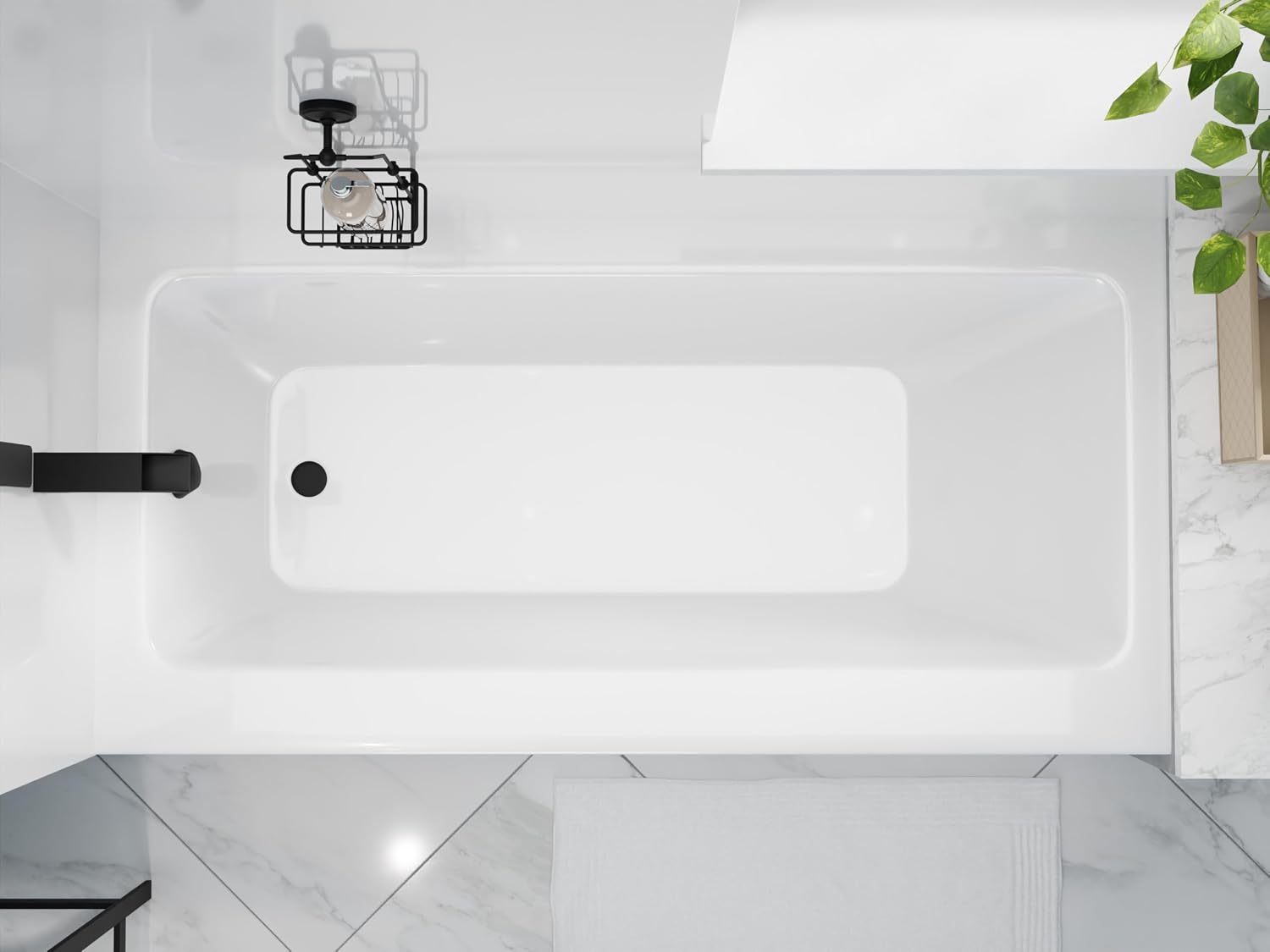 ANZZI 30' x 60' Soaker Alcove Drop-In Bathtub with Built-In Flange, Predrilled Drain & Overflow Holes in Glossy Ultra White - AZ3060SHL-16