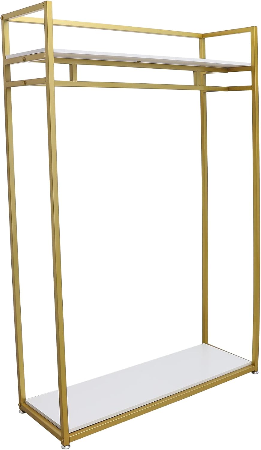 Gold Clothes Rack, Metal Freestanding Garment Rack Clothes Display Storage Stand Wardrobe Closet for Hanging Clothes Heavy Duty Garment Rack for Bedroom Closet Clothes Or Retail