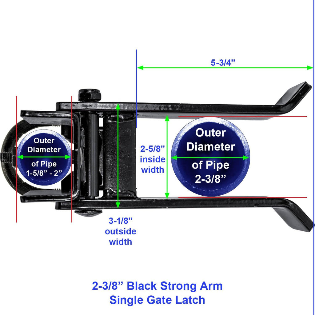 4' Strong Arm Single Gate Latch (Black) CASE Qty 2