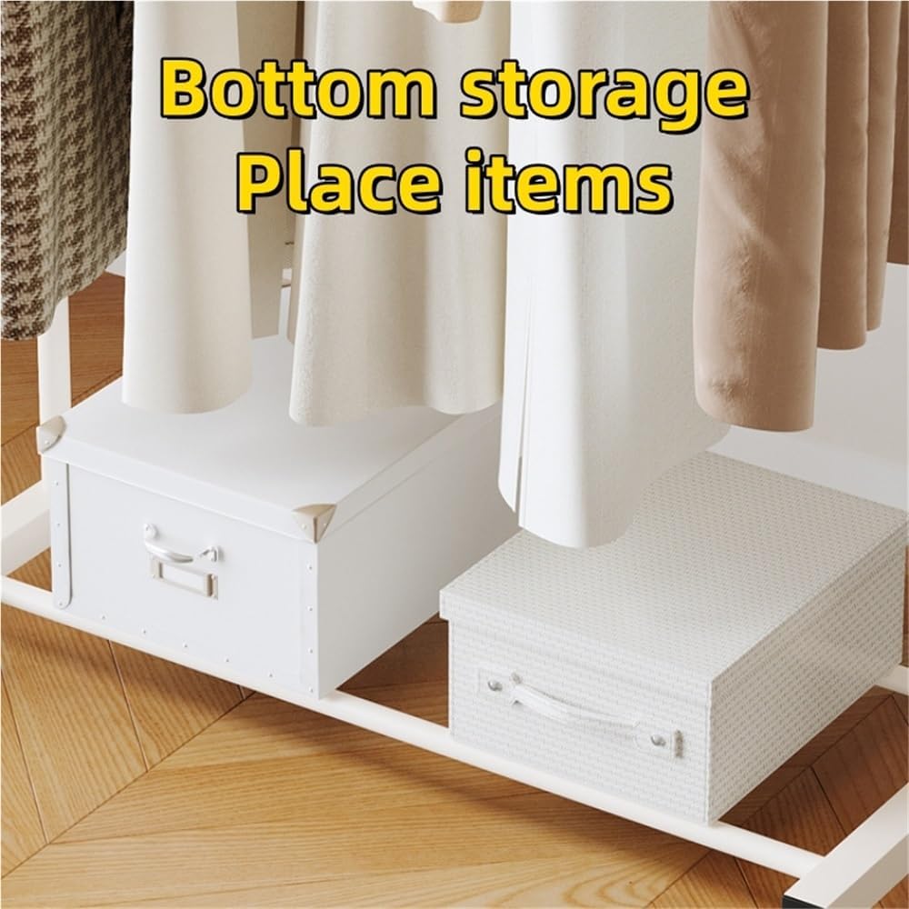 Simple Clothing Rack, Rolling Coat Rack, Garment Organizer with Universal Wheels, Metal Coat Stand for Bedroom, Laundry, Living Room(White,47.2x15.8x57.1in)