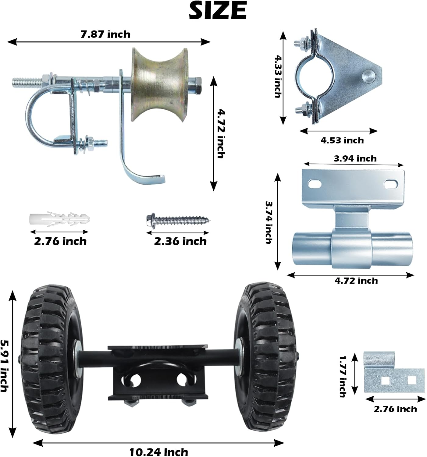 Wall Mount 6' Wheels Rolling Gate Hardware Kit | Sliding Gate Hardware | Sliding Gate Kit | Farm Gate Hardware