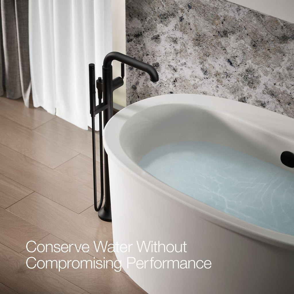 Kohler T27424-4-BL Tone™ Floor-mount bath filler trim with handshower, Matte Black