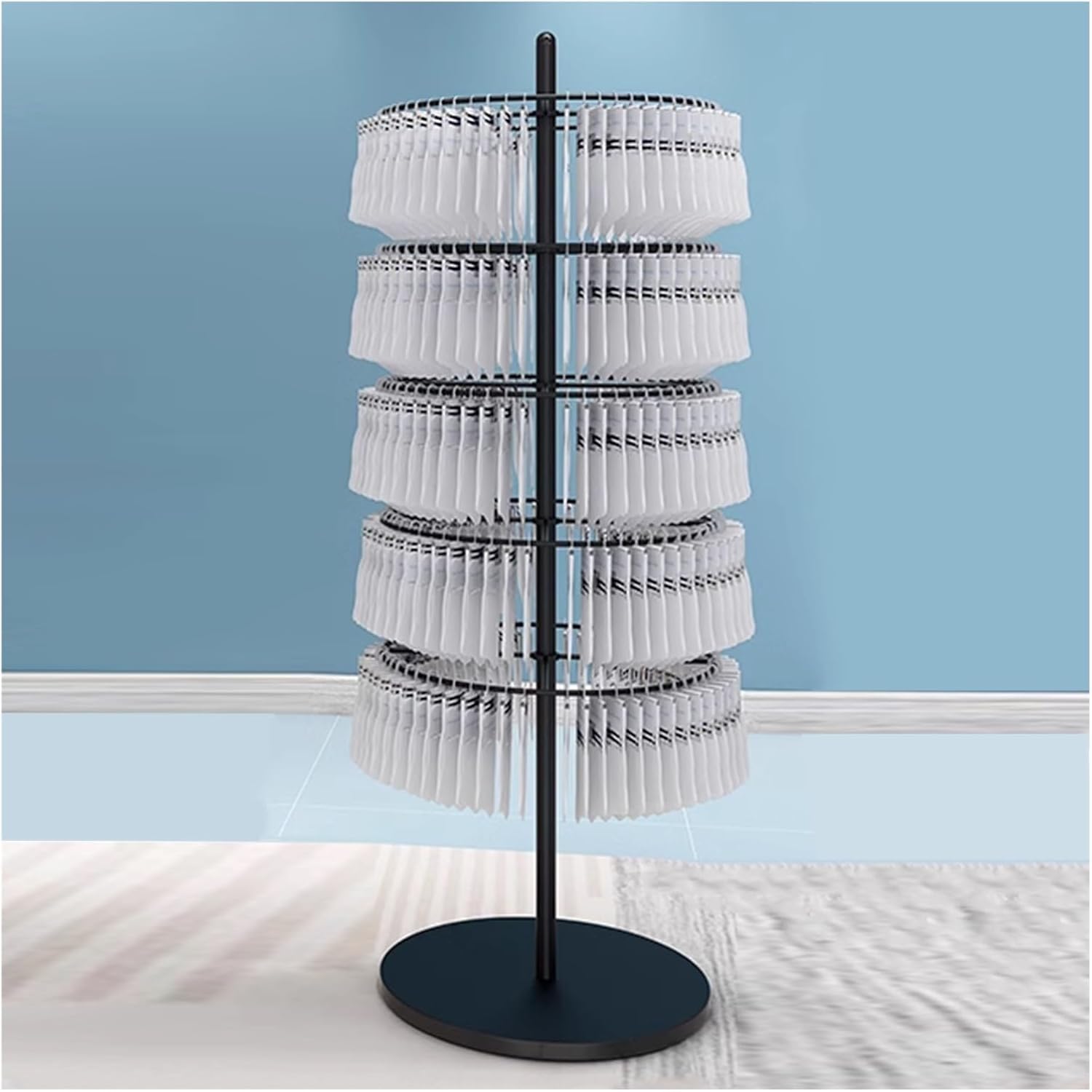 Socks Display Stand, Garment Rack, Floor Standing Bra Hangers Holder, Clothing Store Underwear Metal Rotating Display Rack for Underwear Panties (Color : Black, Size :