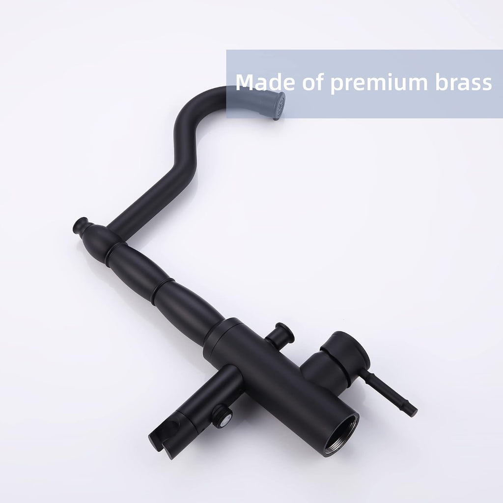 Free Standing Tub Faucet Matte Black, Freestanding Bathtub Filler Stylish Brass Stand Alone Clawfoot Tub Faucet with Rotate Handheld Shower