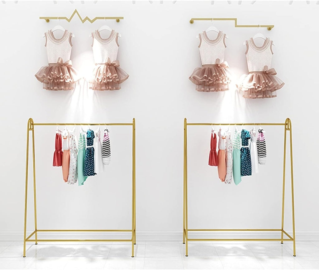Gold Metal Garment Rack, Free Standing Clothing Organizer, Heavy Duty Clothes Display Rack 120x40x150cm