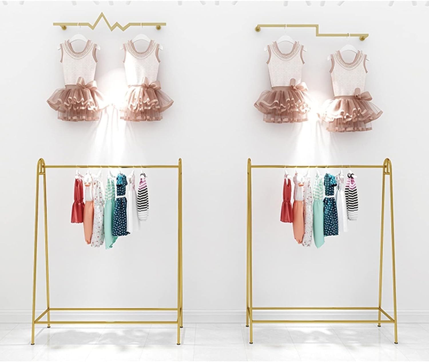 Gold Metal Garment Rack, Free Standing Clothing Organizer, Heavy Duty Clothes Display Rack 120x40x150cm