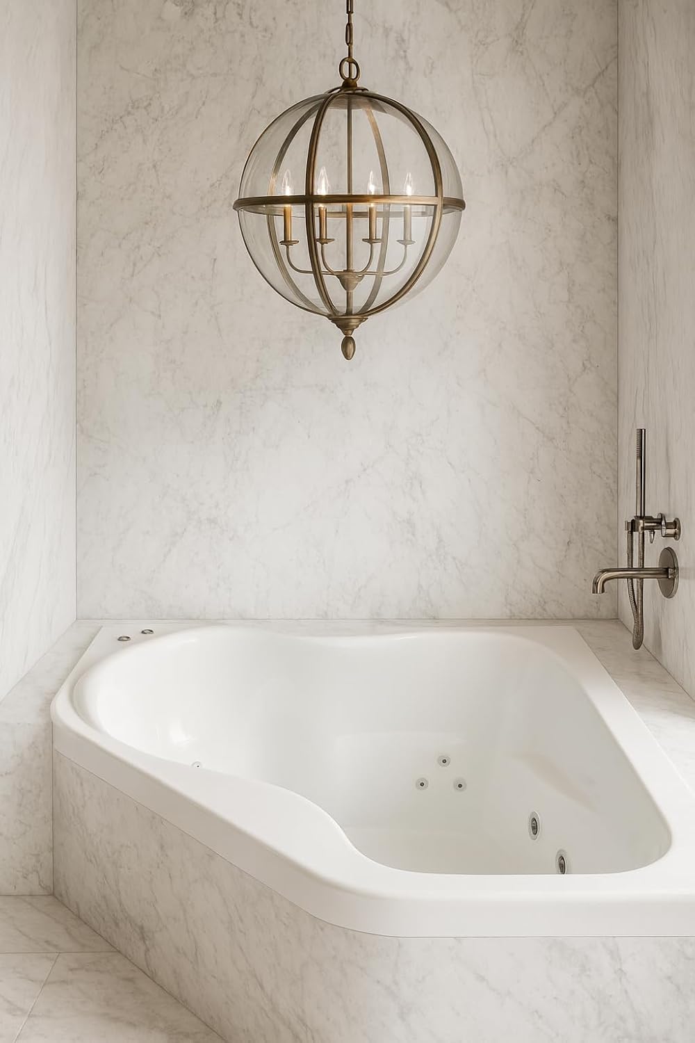 Carver Tubs - CK5959 - Modern Acrylic Whirlpool Tub Water Massage Two Person Bathtub, w/ 12 Jet - White Drop In Curved Triangle Two Person Acrylic Tub - Deep Relaxing Soak - 59'L x 59'W x 20.5'H