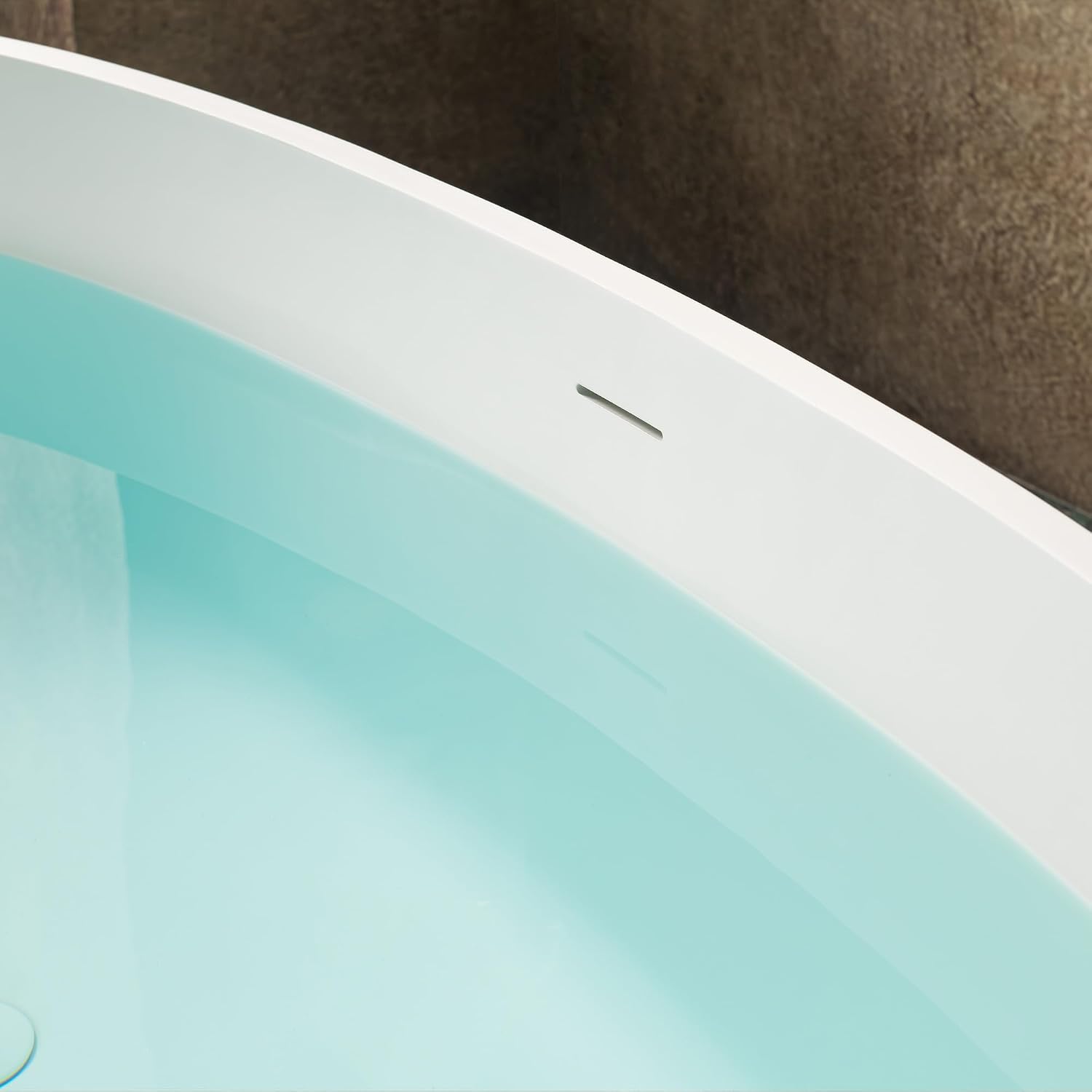 WOODBRIDGE 55 Stone Resin Freestanding Soaking Tub, Modern Oval Solid Surface Bathtub with Integrated Slotted Overflow & Drain, Matte White, B0043