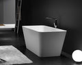 Dowell 60' Luxury Modern Stone Resin Freestanding Bathtub | Matte White Square Shape Solid Surface Soaking Tub with Integrated Slotted Overflow 076 59