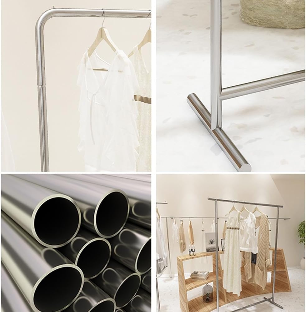 Freestanding Clothing Garment Rack, Stainless Steel Tube Clothes Rail, Clothes Organizer for Bedroom, Laundry Room, Silver, Height 59in (Color : Silver, Size : 100x40x150cm)