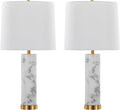 LumiSource Marbella 26' Marble Table Lamp Set of 2, Desk Lamp, Bedside Lamps for Night Stands, Nightstand Lamp, Small Lamp, Small Table Lamps for Living Room, White Table Lamps Set of 2