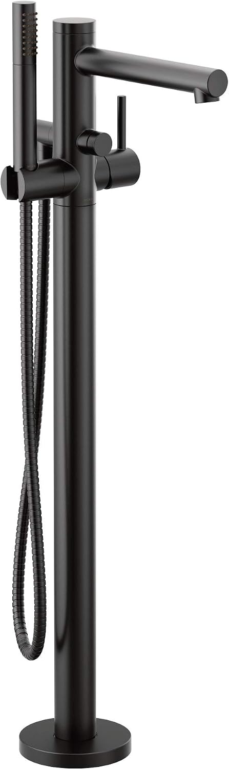 Moen 395BL Align One-Handle Freestanding Floor Mount Tub Filler with Handshower, Matte Black