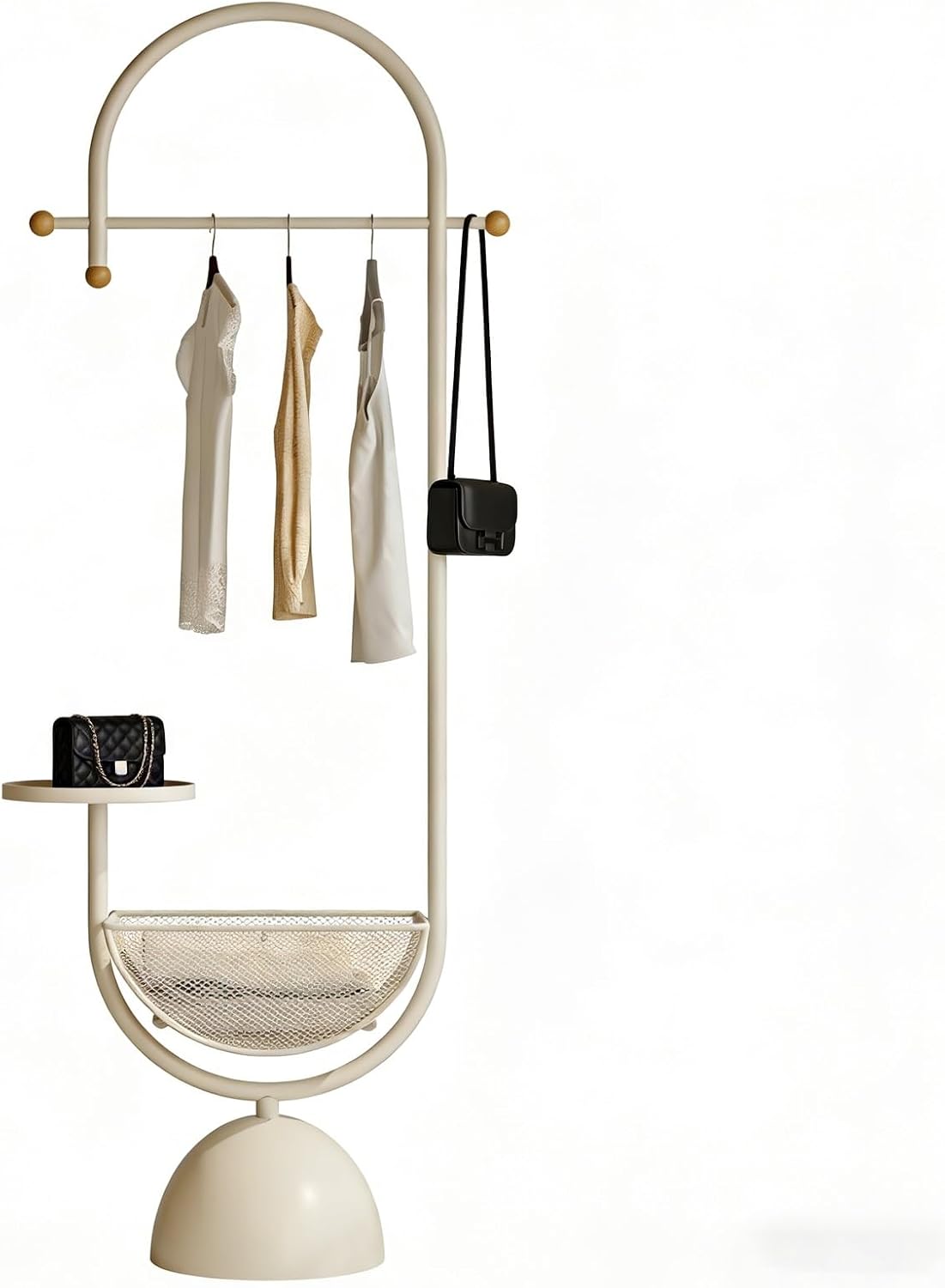 Metal hall tree, Coat Rack Freestanding with multi-tier organizer, Sturdy Coat Tree, Modern Coat Hanger Stand for Entryway, Living Room, Bedroom,Office(White)