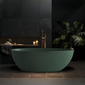 Freestanding Bathtub - Oval Solid Surface Bathtub, Ergonomic Soaker Tub, Modern Extra Deep Stand Alone Tub, with Drain, Suitable for Apartments, Villas, Hotels (Green, 64')