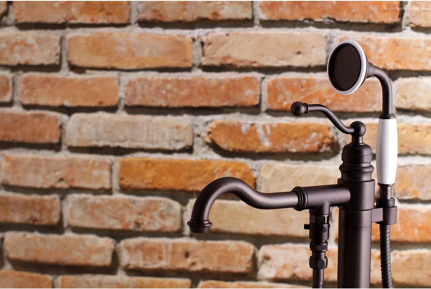 Kingston Brass KS7135ABL English Country Freestanding Tub Faucet with Hand Shower, Oil Rubbed Bronze