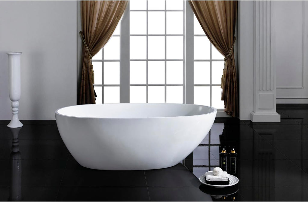 Dorya Layla 67' Contemporary Freestanding Bathtub with Adjustable Feets, Symmetrical Backrests, Black/White