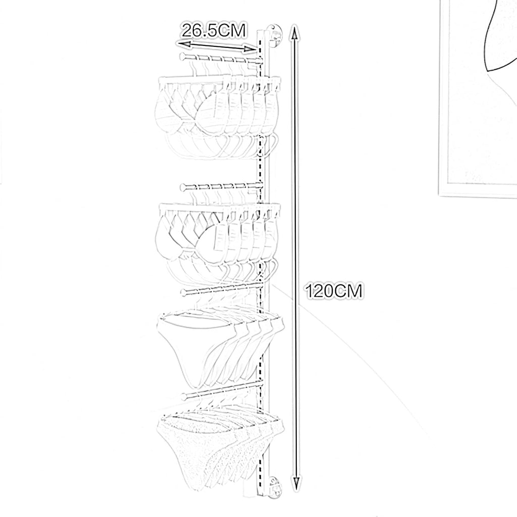 Freestanding Clothing Store Underwear Display Rack, Boutique Retail Commercial Shelves, Multifunctional Slippers Sock Lingerie Swimwear Shorts Access(Silver-26.5x120CM