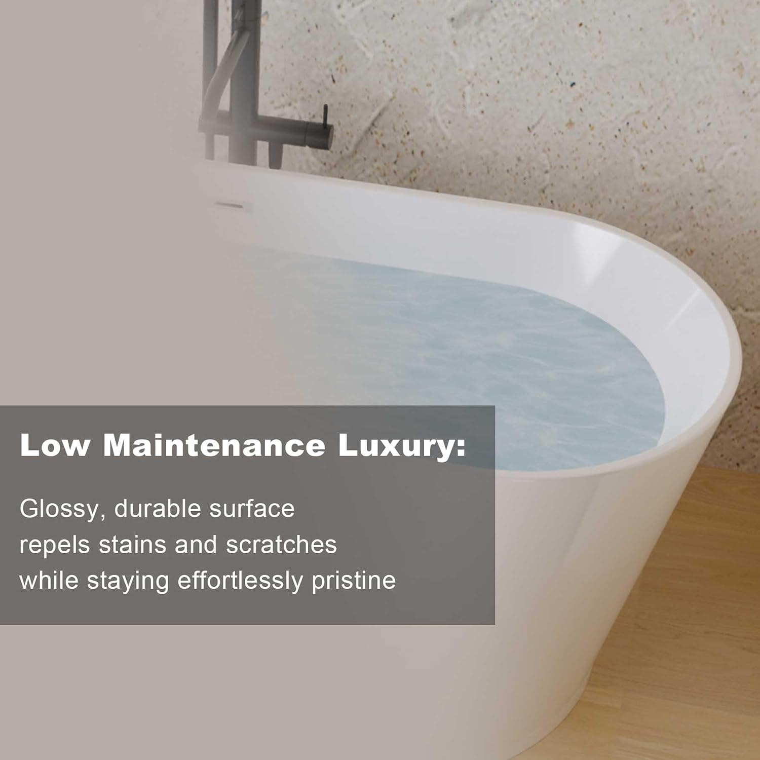 59' Oval Freestanding Soaking Bathtub with Toe-Tap Chrome Drain, Stand Alone Tub, Acrylic Soaking Tub, Ergonomic (Gloss White, 59')