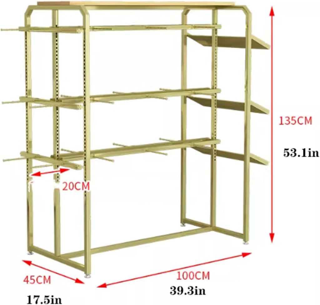 3 Tier Heavy-duty Retail Organizer Clothing Store Shelf, Commercial Lingerie Garment Rack, Metal, Underwear Sock Display Stand, for Bras, Shorts, Hats, 100 * 45 * 135cm(C)