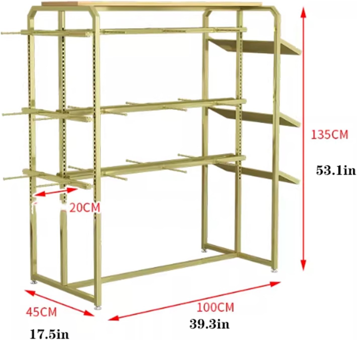 3 Tier Heavy-duty Retail Organizer Clothing Store Shelf, Commercial Lingerie Garment Rack, Metal, Underwear Sock Display Stand, for Bras, Shorts, Hats, 100 * 45 * 135cm(C)