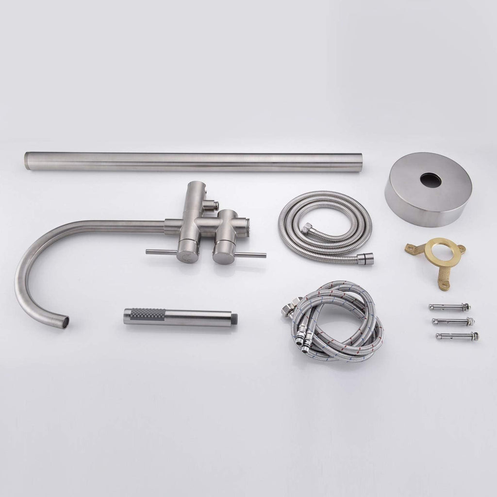 Freestanding Tub Filler Bathtub Faucet Brushed Nickel Floor Mounted Faucets with Handheld Shower