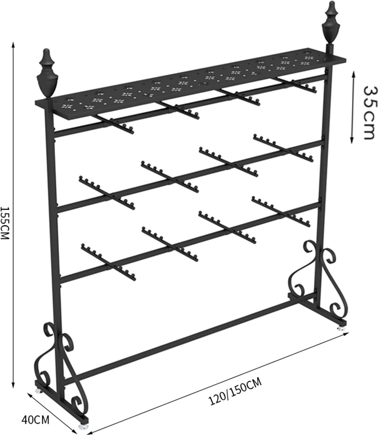 Freestanding Double Sided Metal Underwear Display Rack with Top Shelves Commercial Clothing Store Organizer for Bras Shorts Socks Accessories Retail Display Stand，B 150x40x155cm