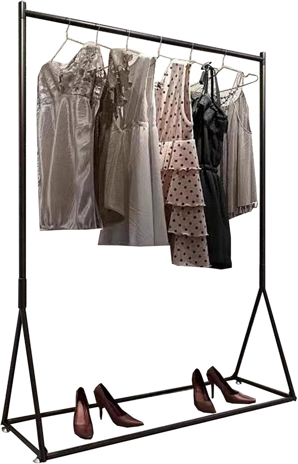 Heavy duty Garment rack Commercial Metal Clothes Rail Heavy Duty Clothing Hanging Display Rack Freestanding Clothes Stand For Bedrooms And Boutiques Easy To Assemble Single Rod Coat Rack ( 150X40X160