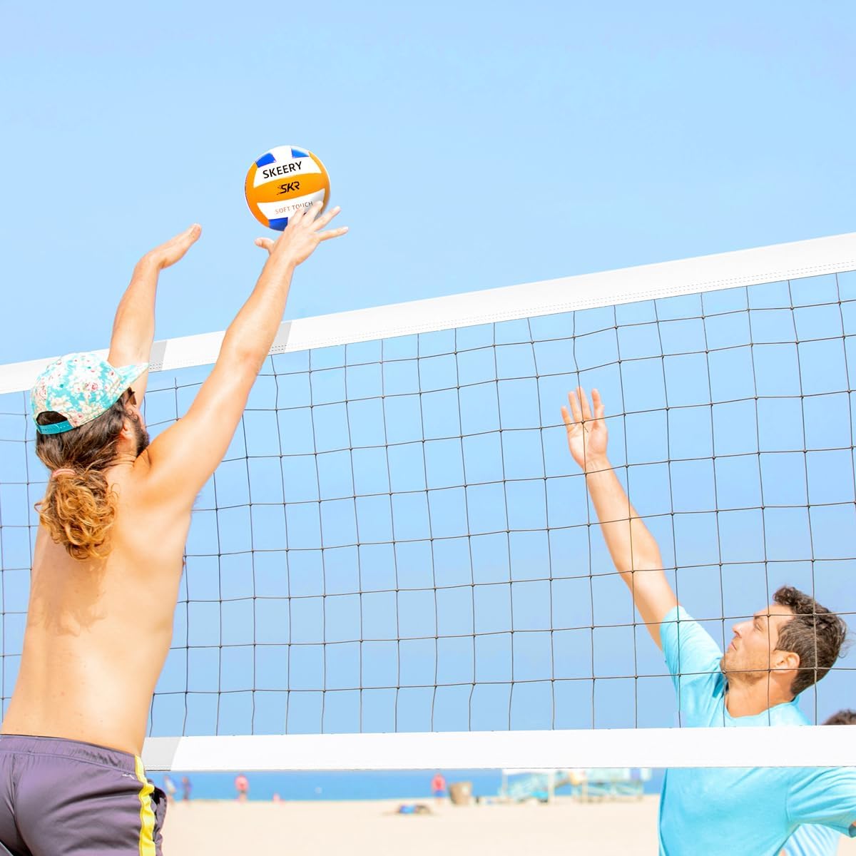 SKEERY Outdoor Heavy Duty Volleyball Net Set, Anti-Sag Design, Adjustable Aluminum Poles, Portable Volleyball Net for Backyard,Grass and Beach