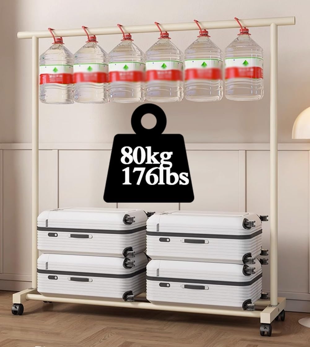 Clothes Garment Rack on Wheels, Metal Clothing Rail for Hanging Clothes, Rolling Clothing Organizer for Bedroom, Laundry Room
