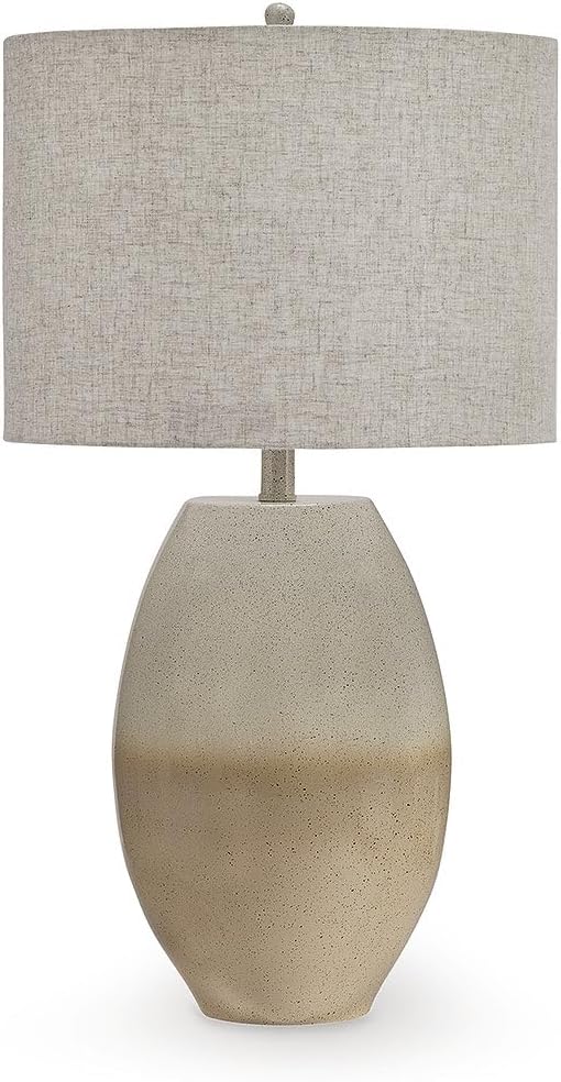 Signature Design by Ashley Linas Farmhouse Table Lamp with 3-Way Switch and Drum Shade, Beige