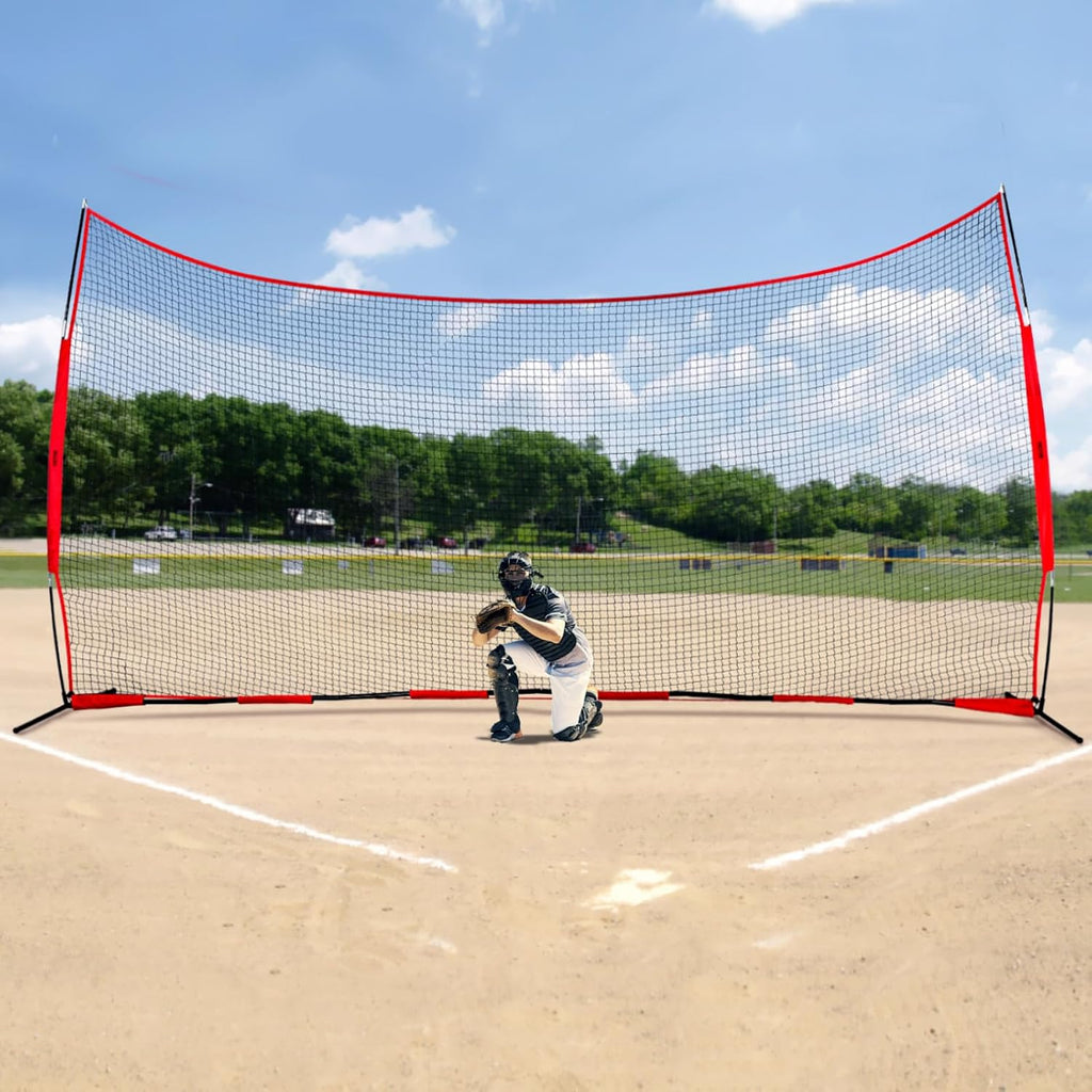 VEVOR 7X7ft/12X9ft/16X10ft/20x10ft Barricade Backstop Net, Ball Sports Barrier Netting, Portable Practice Net for Baseball Softball Lacrosse Hockey Basketball Equipment Training Net