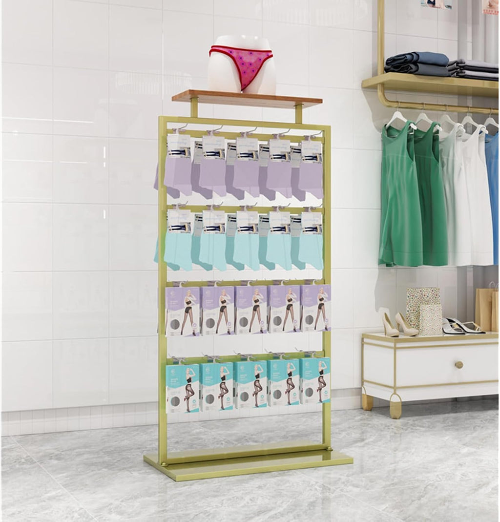 Clothing Store Garment Rack, Freestanding Underwear Rack, 3 Layers Bra Shorts Socks Display Shelf with Top Shelf, Floor-Standing Display Rack