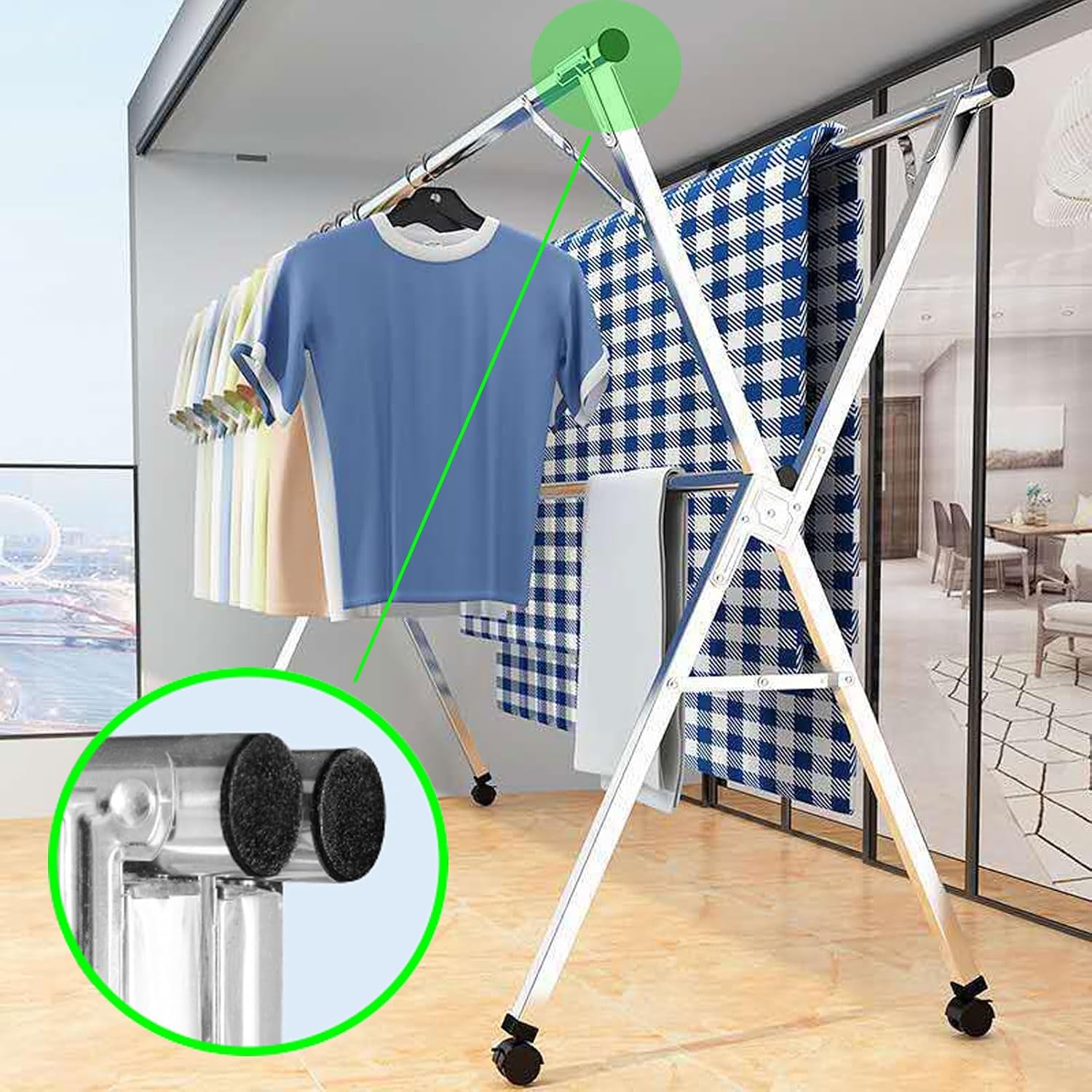 Clothes Drying Racks for Laundry Outdoor, Garment Racks for Hanging Clothes with Shelves, Laundry Stand Organizer Free-Standing Laundry Stand (240cm/94 in)