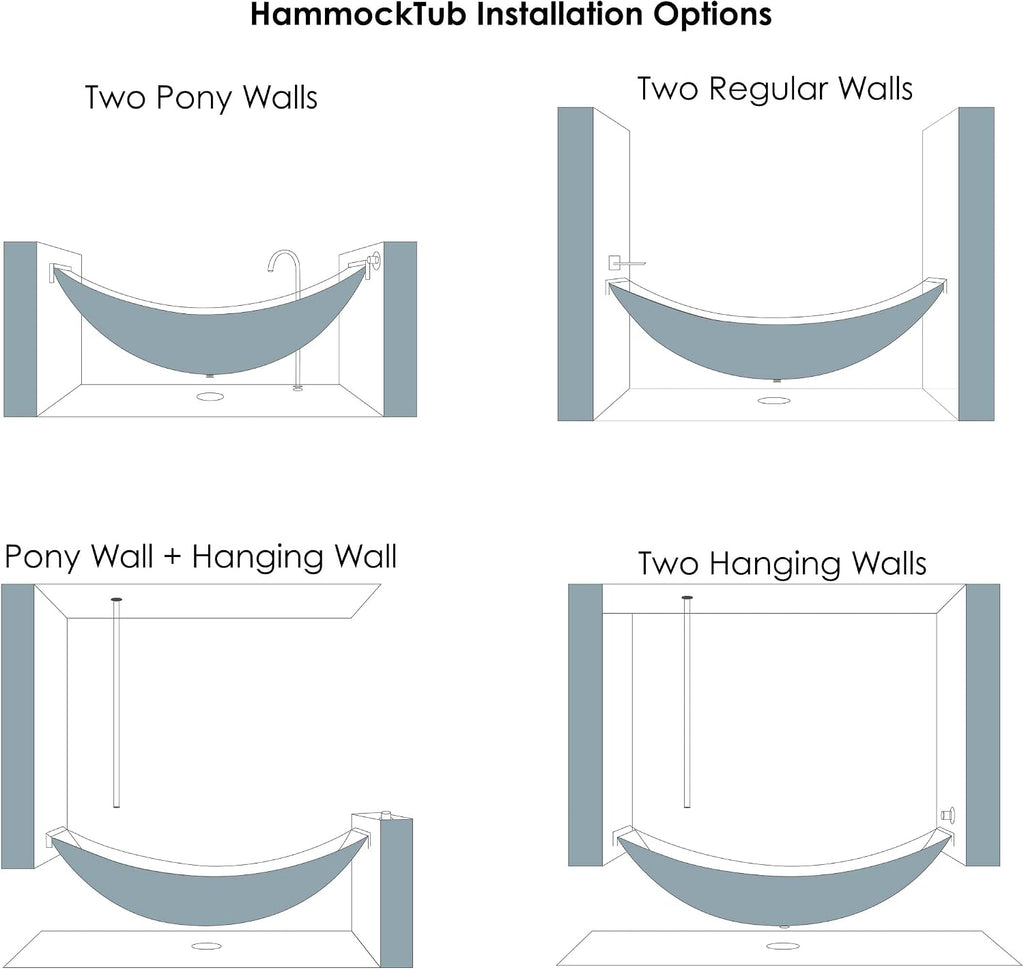 ALFI brand HammockTub1-BM Black Matte 79' Acrylic Suspended Wall Mounted Hammock Bathtub