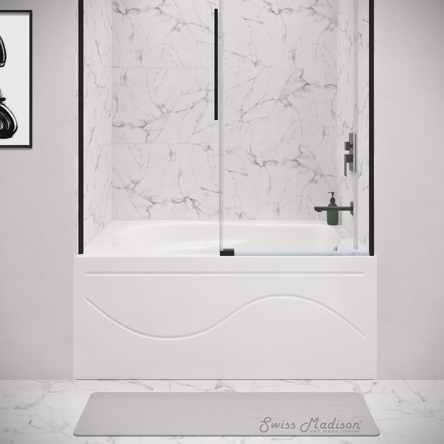 Swiss Madison Ivy 54'' x 30' Bathtub with Apron Right Hand Drain in White