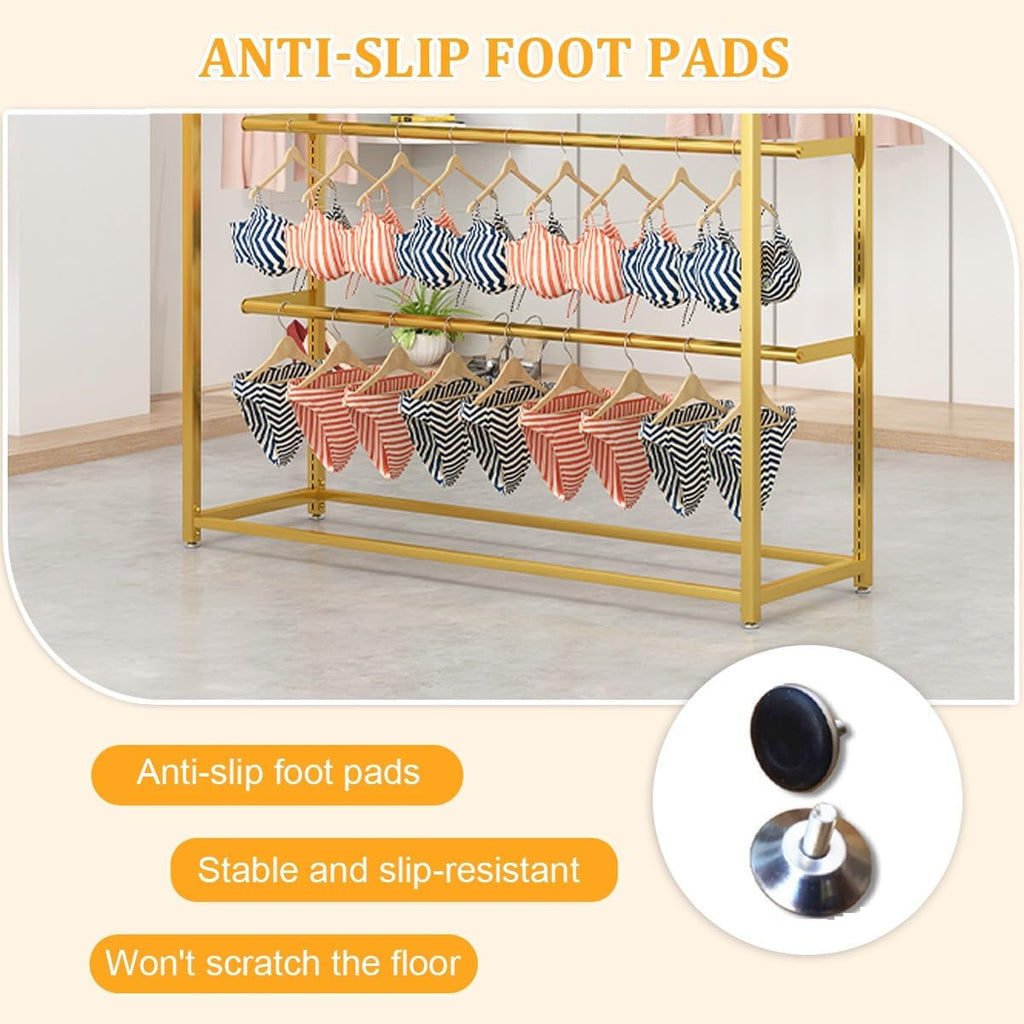 Lingerie Bra Rack Swimsuit Organizer Hanger, Underwear Display Rack with Adjustable Support, Freestanding Clothing Store Boutiques Retail Lingerie Garment Racks(Gold,120cm)