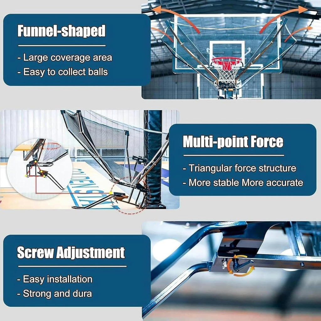 Shootaround Basketball Shooting Machine Metal Basketball Rebounder with Collapsible Net Rotating Chute Basketball Rebounder Exercise Equipment for Working Out Efficiency