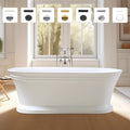Vanity Art 67 x 31 Inches Freestanding White Acrylic Bathtub Modern Stand Alone Soaking Tub with UPC Certified Slotted Overflow and Pop-up Drain VA6610-L-TG