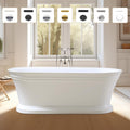 Vanity Art 59 x 30 Inches Freestanding White Acrylic Bathtub Modern Stand Alone Soaking Tub with UPC Certified Slotted Overflow and Pop-up Drain VA6610-S-TG