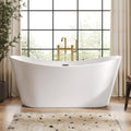 DeerValley 67' Freestanding Bathtub, Acrylic Soaking Tub with Center Drain & Integrated Overflow, Modern Standalone Shower Tub White, Deep Soaker, Ergonomic Design