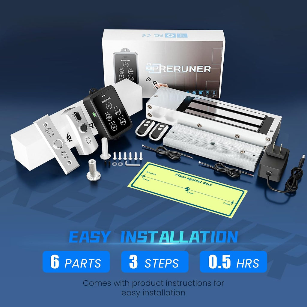 𝙐𝙥𝙜𝙧𝙖𝙙𝙚 1200lbs Electromagnetic Door Lock Access Control.Waterproof 12VDC 24VDC Heavy Duty Magnetic Door Lock Gate Lock 1200lbs Holding Force with 2 Remote Control、Integrated Power Box