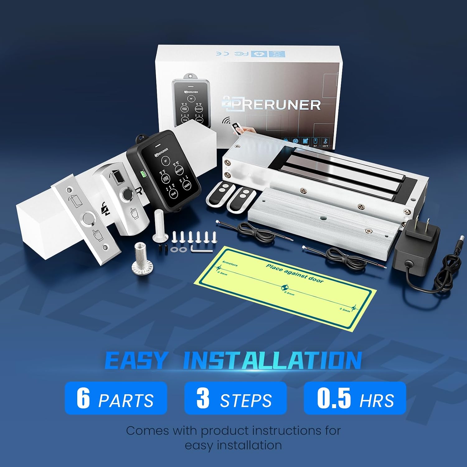 𝙐𝙥𝙜𝙧𝙖𝙙𝙚 1200lbs Electromagnetic Door Lock Access Control.Waterproof 12VDC 24VDC Heavy Duty Magnetic Door Lock Gate Lock 1200lbs Holding Force with 2 Remote Control、Integrated Power Box