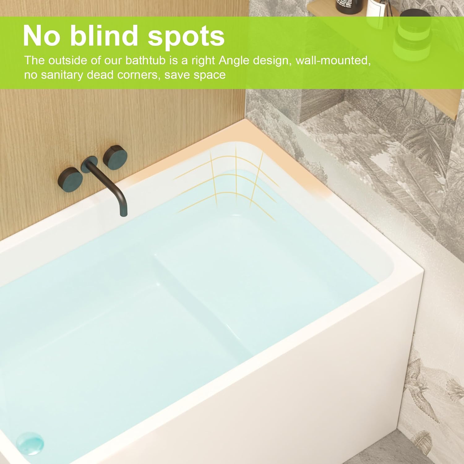 43' Freestanding Acrylic Bathtub with Seat, Spacious Rectangle Design, Premium Gloss White Finish, Chrome Overflow Drain