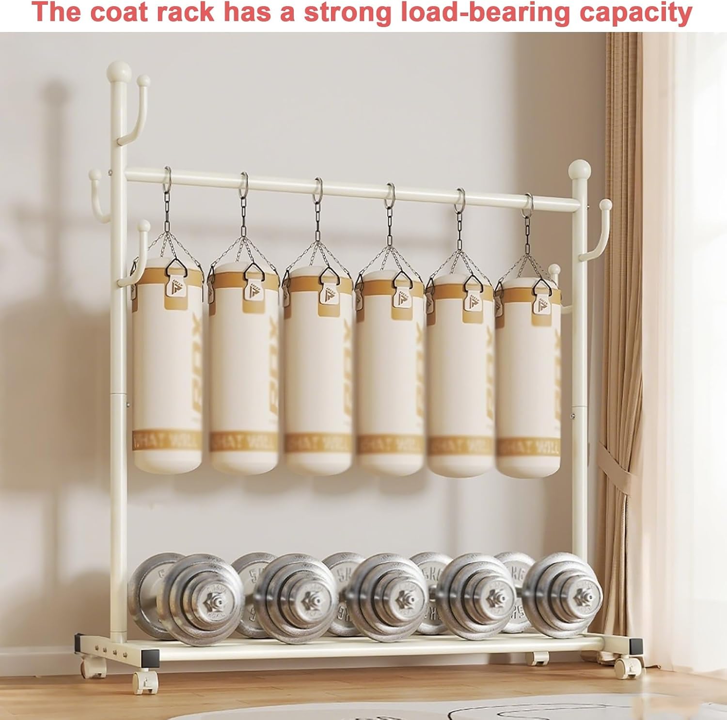 Heavy-Duty Clothes Rack,Metal Rolling Garment Racks on Wheels with Storage Shelf and Hooks,Mobile Clothing Organizer for Coats,Bags & Accessories,for Bedroom, Entryway,Black(White,60cm(23.6in))