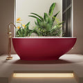 68' Edeyeu Freestanding Bathtub - Modern Artificial Stone Soaking Bathtub, Extra-Deep Freestanding Bathtub, Colored Free Standing Tub, Durable Pmma Artificial Stand Alone Tub Red