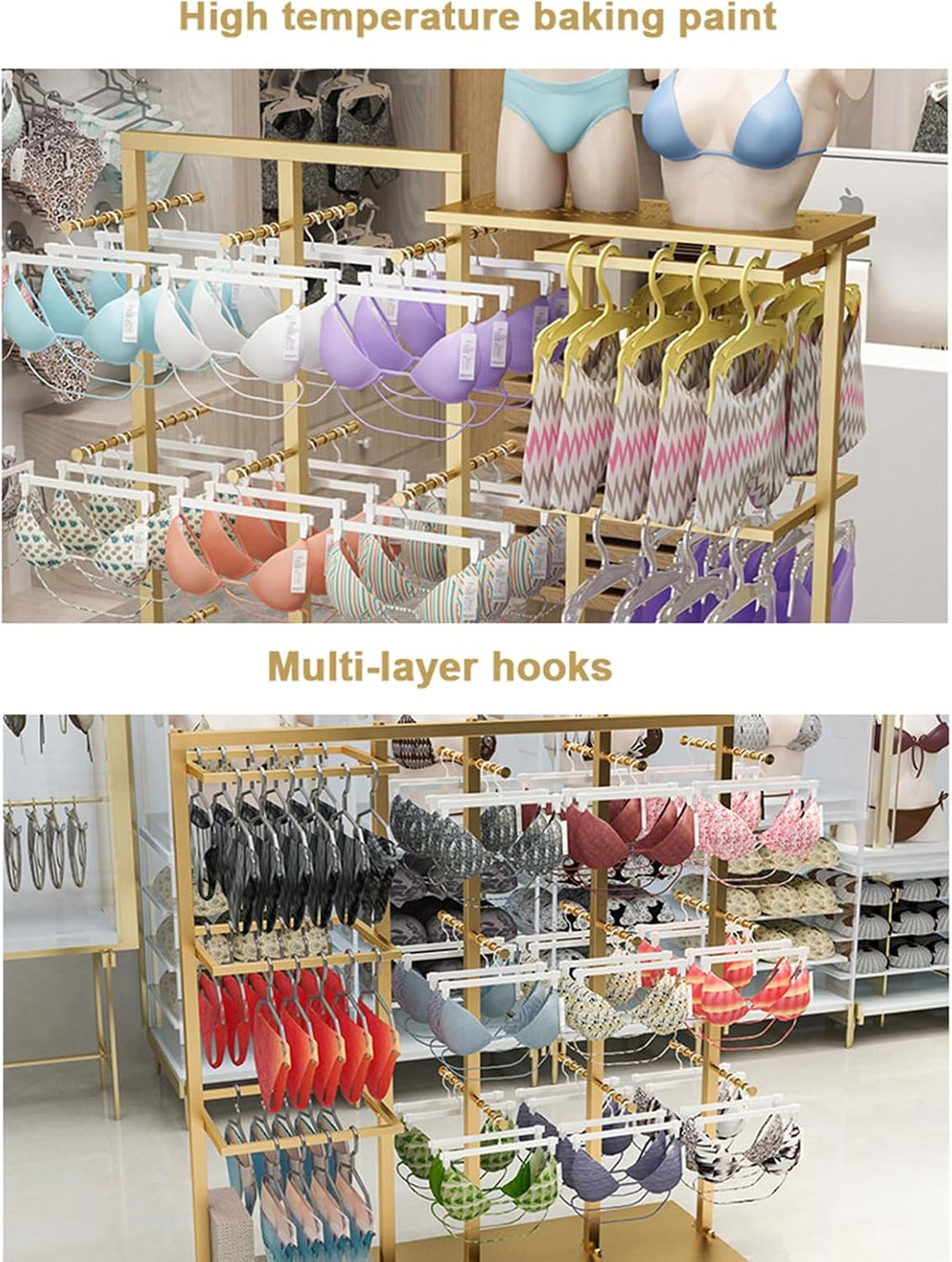 Freestanding Clothing Store Organizer Rack, Underwear Rack, Retail Store Scarf Panty Shorts Bra Hijab Silk Shawl Display Stand for Boutique/Cloth Store (Black a 130X40X130CM)