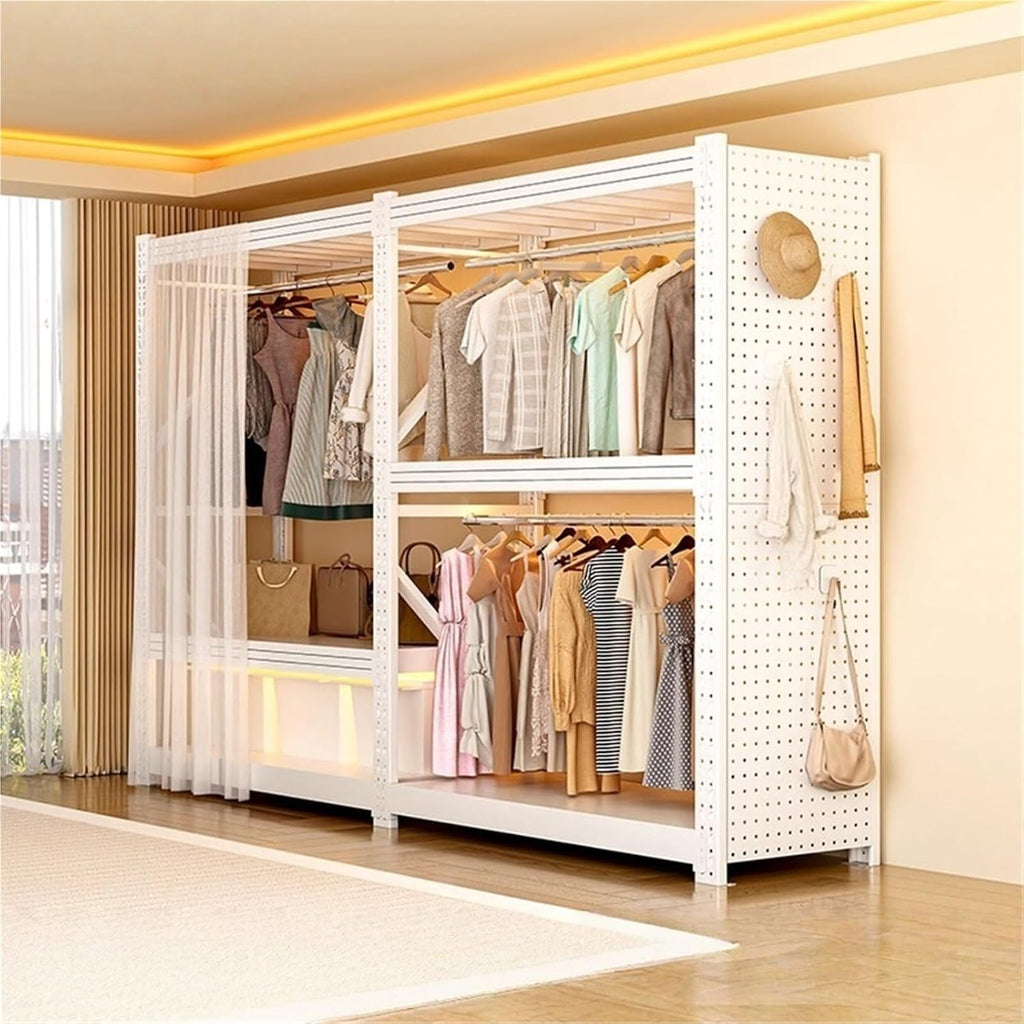 Foldable Portable Closets, Clothes Rack With Cover, Heavy Duty Portable Closet, Portable Closet Rack,Freestanding Coat Storage Armoire, For Bedrooms